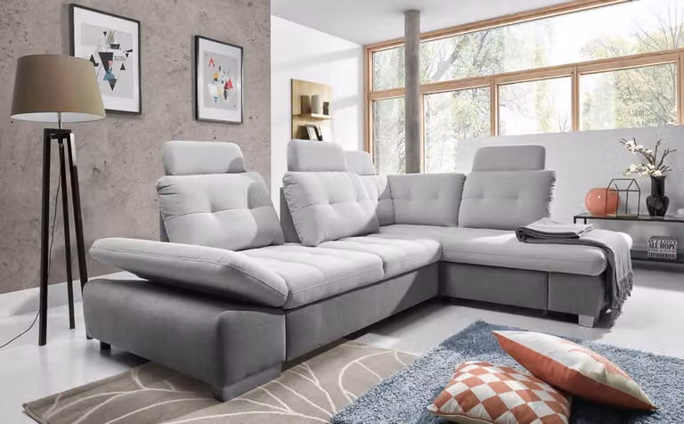 Ecksofa L-Form Sofa Wohnlandschaft Garnitur Stoff Sofas Bettunktion Schlaf Couch