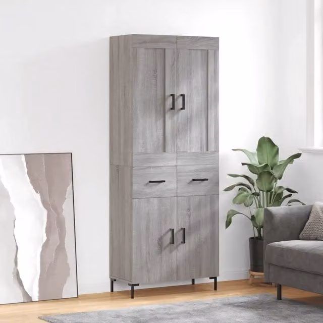 Credenza-Buffet-Armadio da cucina Grigio Sonoma 69,5x34x180 cm in Legno Multistrato 688221