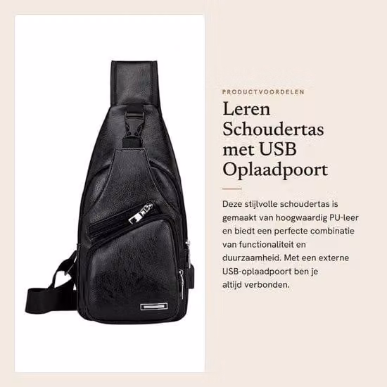 Borsa da scrivania Lederer con porta USB per la ricarica, ideale per uomini