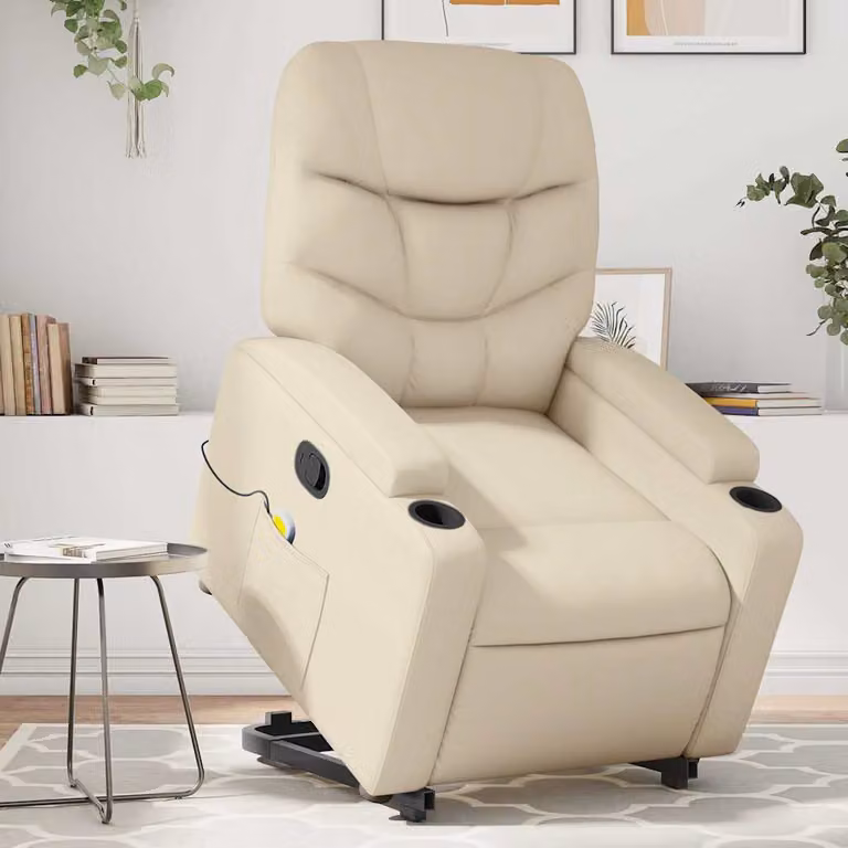 Poltrona Alzapersona Reclinabile con Assistenza Elettrica vidaXL in Similpelle Beige