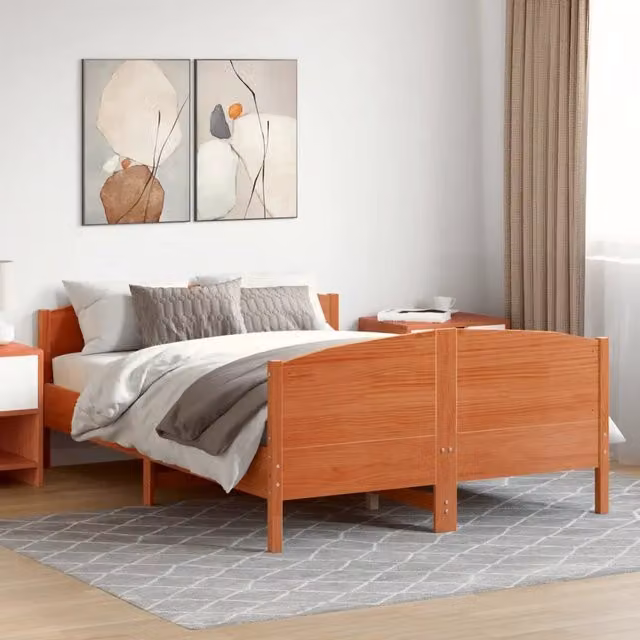 Giroletto vidaXL in legno di pino marrone cera con doghe fisse L/P: 120 x 200 cm – 1