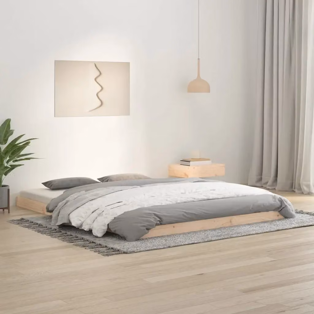 Letto matrimoniale King in legno massello di pino naturale con doghe piatte fisse L/P: 150 x 200 cm – 2