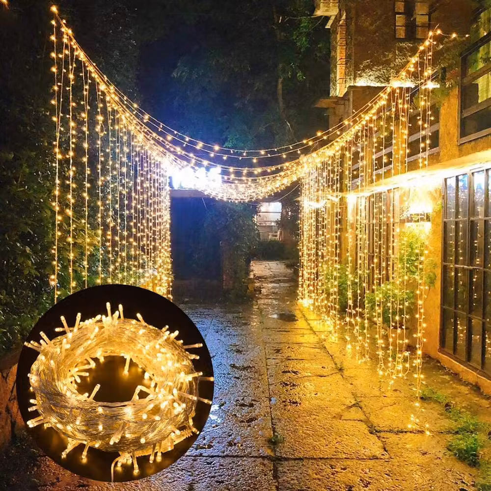 Fiaccole a LED 100M 800 LED per interni, luci bianche calde per albero di Natale 8 modalità, decorazione natalizia per albero di Natale, giardino di festa