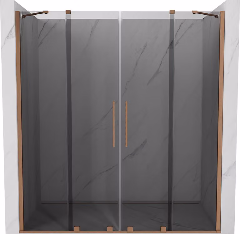 Mexen Velar Duo porte doccia scorrevoli 200 cm, grafite, rame spazzolato - 871-200-000-42-65