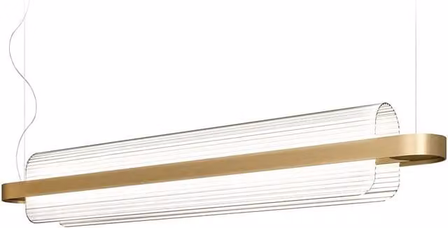 Lampada a sospensione KDLN Nami con LED dimmabile e vetro trasparente, finitura oro/ottone