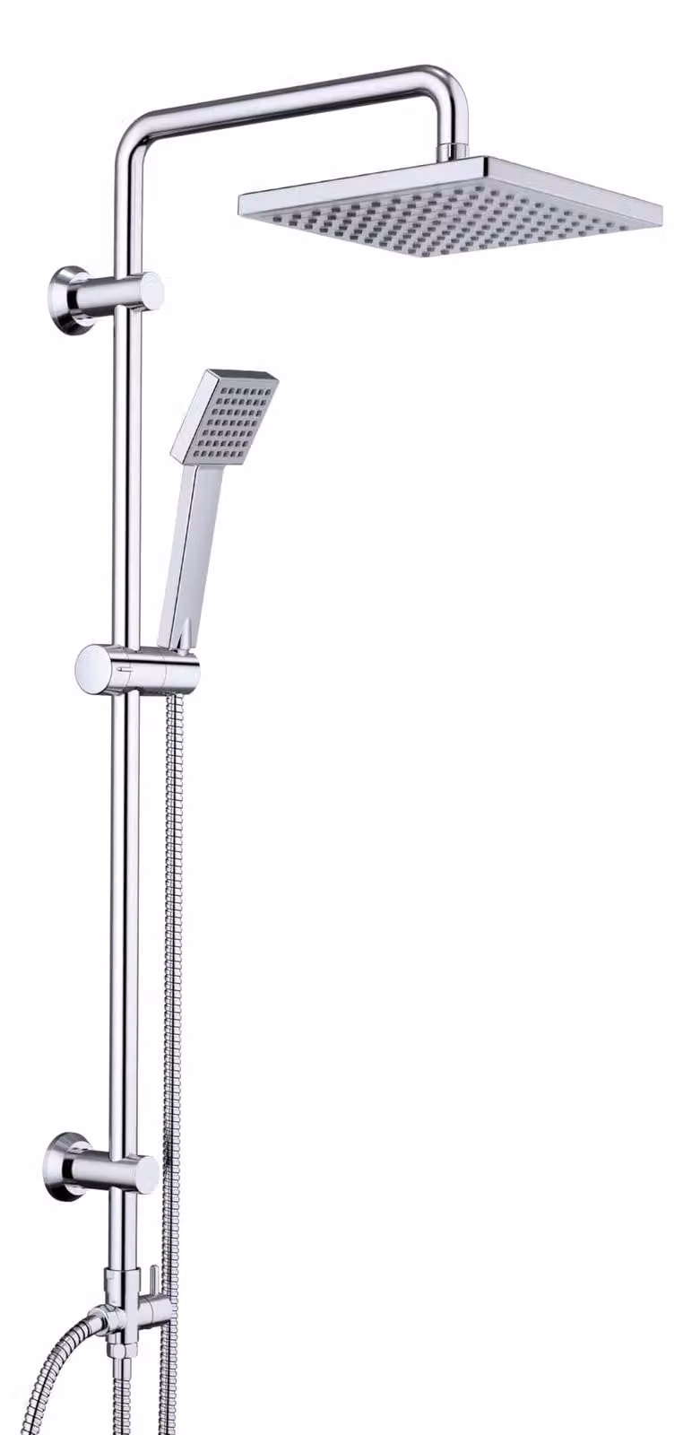 Soffione doccia a pioggia - Sistema doccia - Altezza regolabile - 20 x 20 cm - Cromato