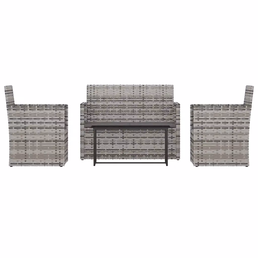 Set da giardino vidaXL composto da 2 divani da esterno, 1 tavolino da caffè e 1 poltrona in polyrattan grigio antracite con cuscini inclusi – 2