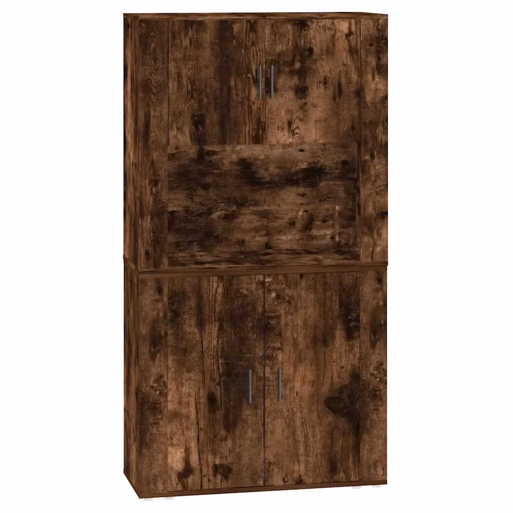 Credenza moderna vidaXL in legno multistrato color rovere fumo marrone, sospesa a parete – 2
