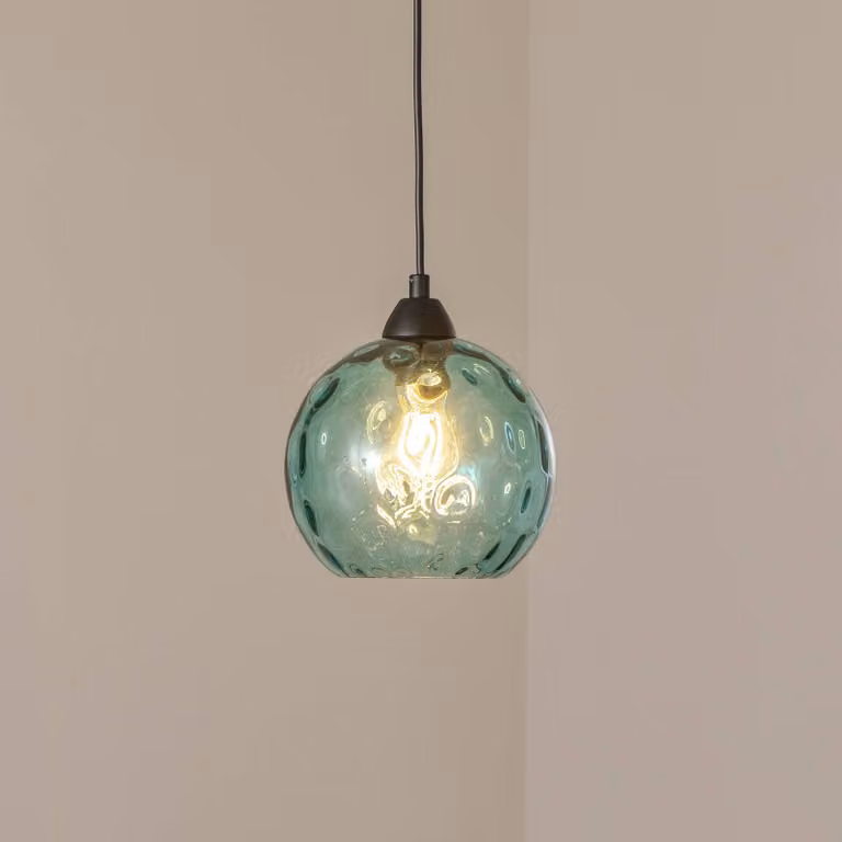Lampada a sospensione in vetro Benek Opviq, dimmerabile, Blu, Soggiorno / Sala da pranzo, Vetro, Giovanile, Lampada a sospensione