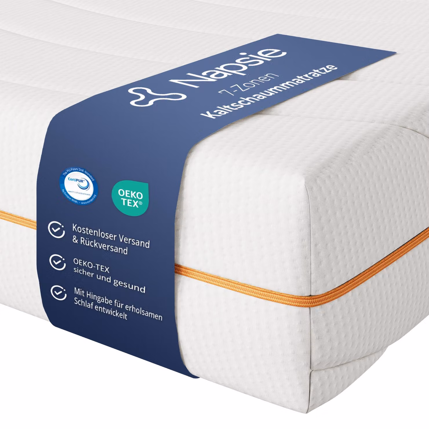 Materasso NAPSIE a 7 zone, dimensioni 90 x 200 cm | Durezza H3 e H2 | Utilizzabile su entrambi i lati | Ergonomico