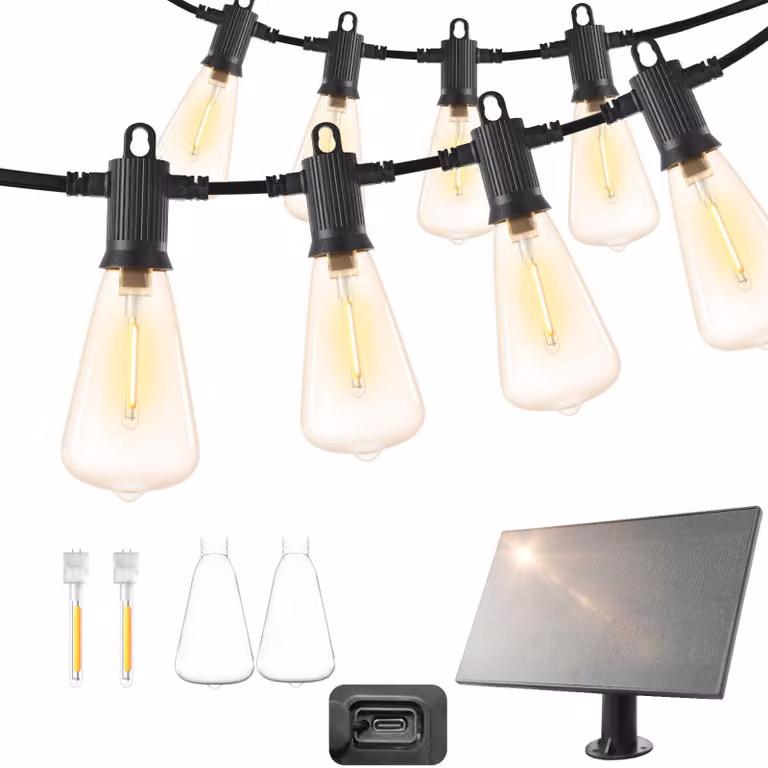 Catena luminosa solare, 15 metri, grado di protezione IP65, 20+2 LED, 4 modalità, per uso esterno