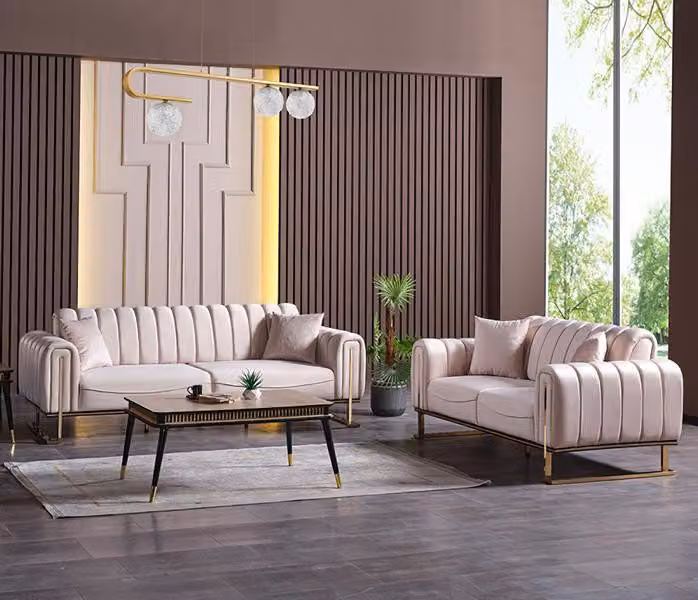 Hochwertig Beige Sofagarnitur 3 2 Sitzer Garnitur Design Moderne Sofa Couchen