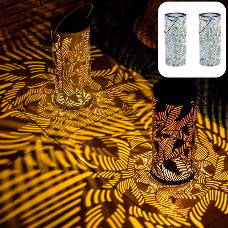 set di 2 moderne lanterne solari lanterna solare lampada da esterno Hoja verde