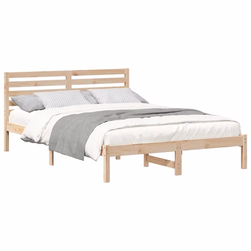 Giroletto in pino massello marrone con doghe in legno per camera da letto L: 145.5 cm, P: 200 cm, H: 80.5 cm – 2