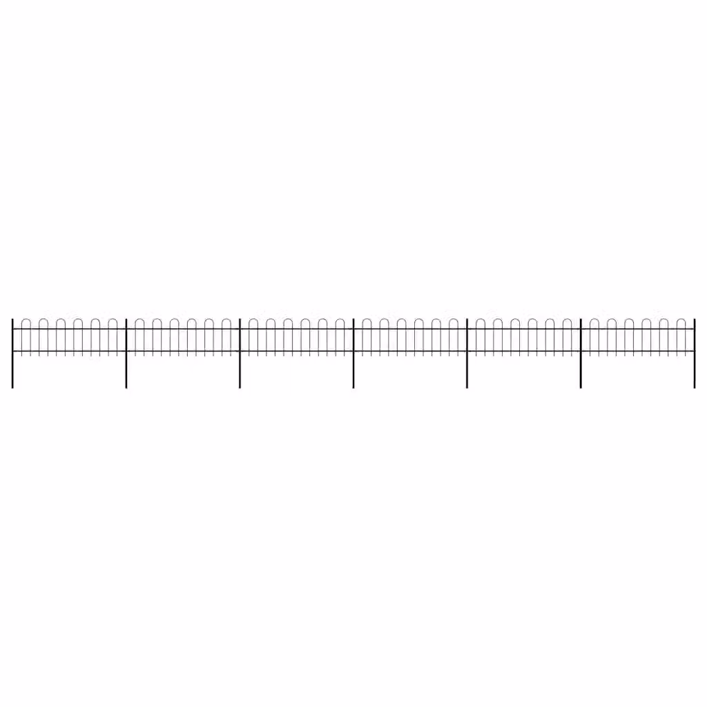Recinzione da giardino vidaXL in acciaio con parte superiore ad anello, colore nero, L: 1005 cm, H: 60 cm