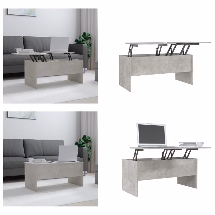 vidaXL Tavolino grigio cemento 102x50,5x46,5 cm in legno - Tavolino - Tavoli da caffè - Tavolino - Tavolo da divano