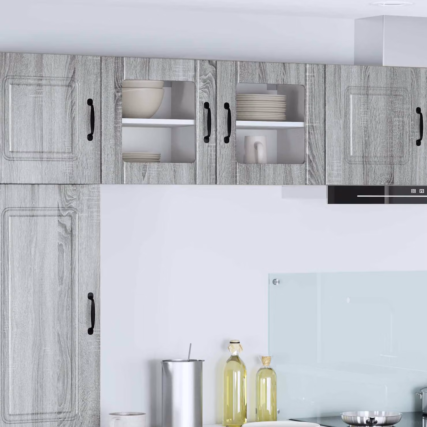 Mobile da parete LUCCA vidaXL in legno e vetro, Grigio Sonoma, L 40 cm x P 31 cm x H 40 cm