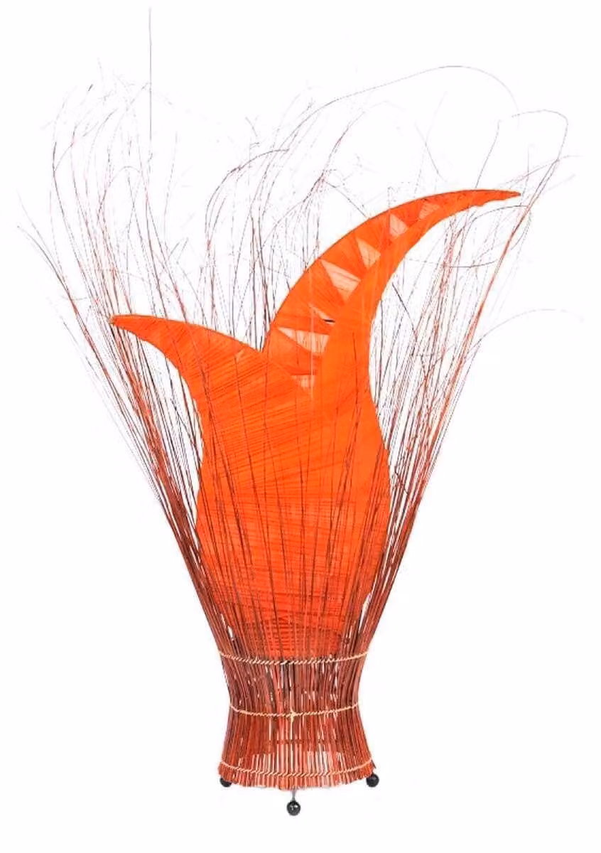 Lampada decorativa Lampada d'atmosfera Lampada asiatica Lampada da terra Lampada da tavolo Lampada da tavolo Bali Asia TULPE grande 100 cm, arancione