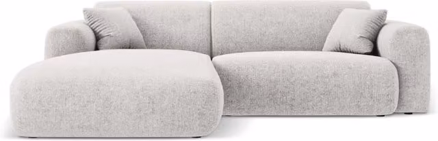 Divano angolare sinistro Nolio Cosmopolitan Design a 4 posti in ciniglia grigio chiaro L 235 cm x P 170 cm x H 72 cm