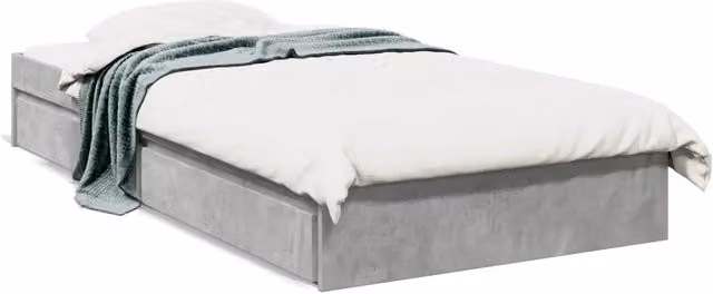 Letto singolo | Letto per adulti | Giroletto Cassetti Grigio Cemento 90x190 cm Legno Multistrato