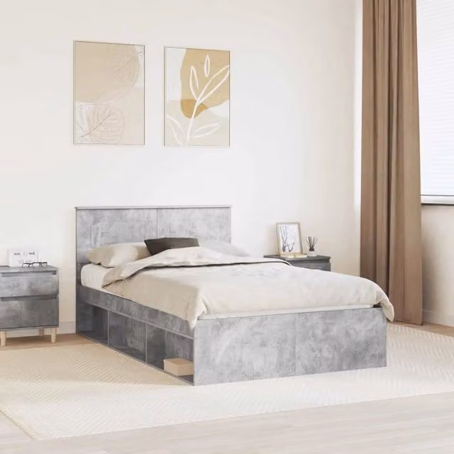 Struttura del letto con testiera-Giroletto con Testiera Grigio Concret¨¨ 135 x 190 cm