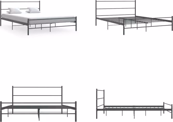 vidaXL Struttura letto in metallo grigio 140×200 cm - Struttura letto - Cornici letto - Cornici letto - Cornici letto