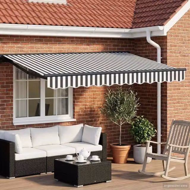 Tenda retrattile manuale Antracite e Bianco 3,5 x 2 m 3420408