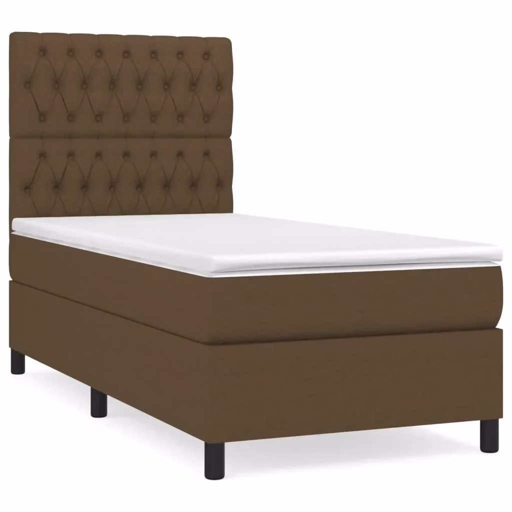 Letto a molle ibrido vidaXL con materasso in tessuto marrone e bianco L/P/H: 190 x 90 x 31 cm – 2