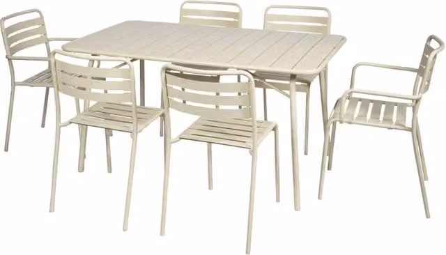 Set tavolo da giardino pieghevole in acciaio con 2 poltrone e 4 sedie,