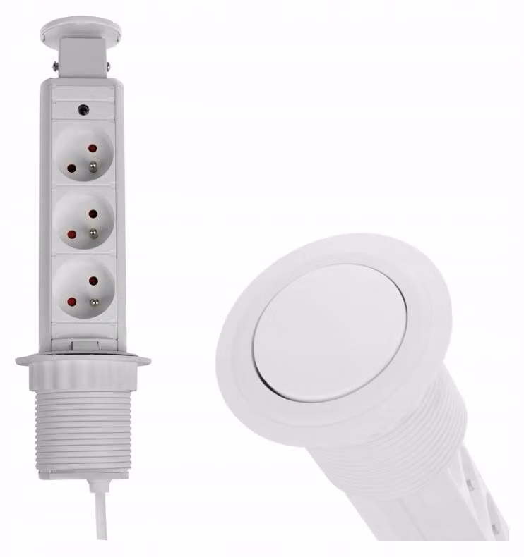 Design Light LIFT BOX: presa a incasso bianca, tripla, a scomparsa