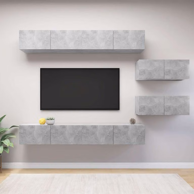 vidaXL Set di Mobili Porta TV Moderno 6 Pezzi in Legno e MDF Grigio Opaco