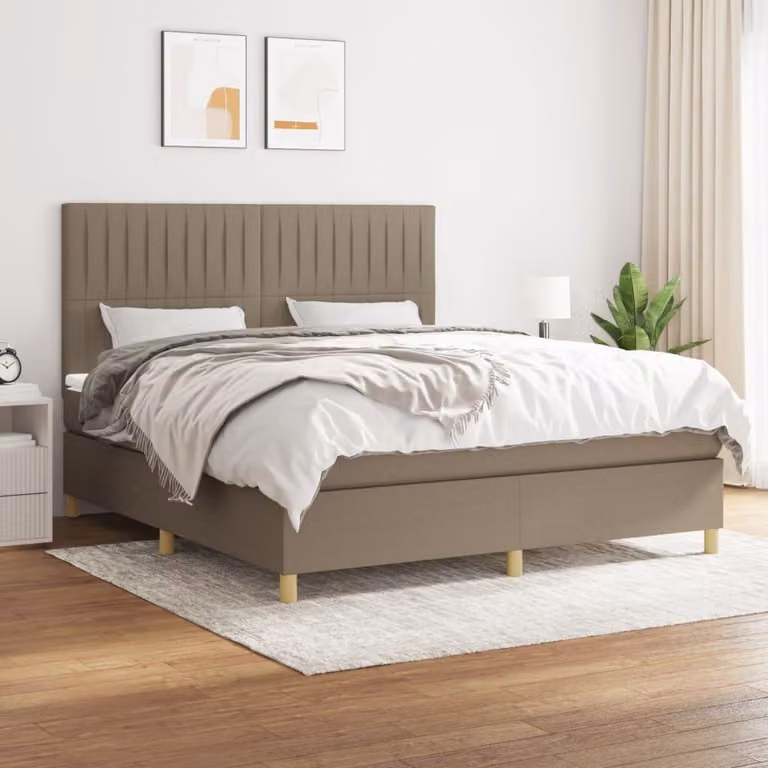 Maison Exclusive - Giroletto a Molle con Materasso Tortora 160x200 cm in Tessuto