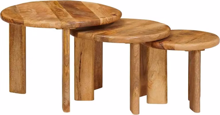 Tavoli da Caffè Nido 3 pcs Marrone Legno di mango massello