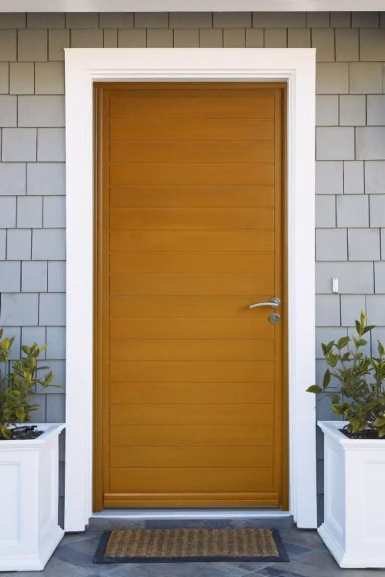Porta d'ingresso in legno pieno Laura, H.215xL.90 cm, lato pannello P. sinistra GD MENUISERIES