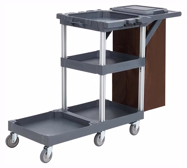 Carrello portante, realizzato in polipropilene, con una capacità di carico di 300 lbs, dimensioni di 37,4" x 19,29" x 8,66", dotato di una borsa in vinile e con una struttura a tre ripiani