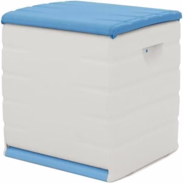 Contenitore con serratura e ruote Plastiken, 190 L, 60 x 61 x 53 cm, resina sintetica, beige e blu