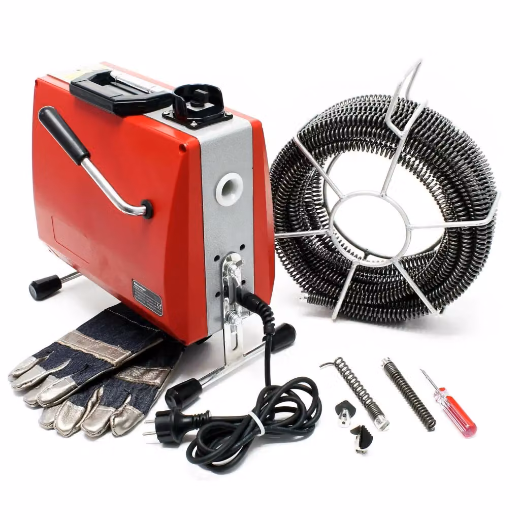 Scovolino elettrico per la pulizia degli scarichi in acciaio inossidabile rosso, 390 W, 6 spirali da 16 mm – 2
