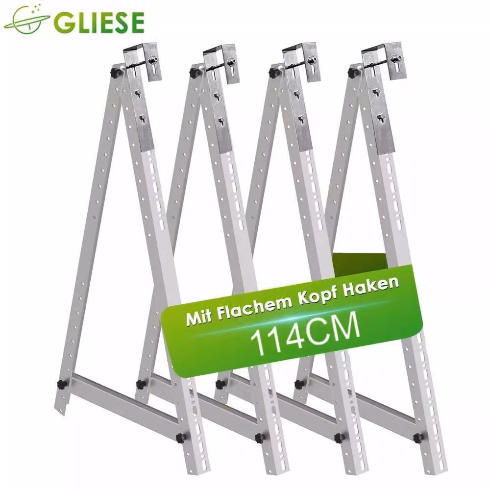 4X staffa fotovoltaica con gancio 114cm pannello solare montaggio balcone ringhiera tetto piatto 0%