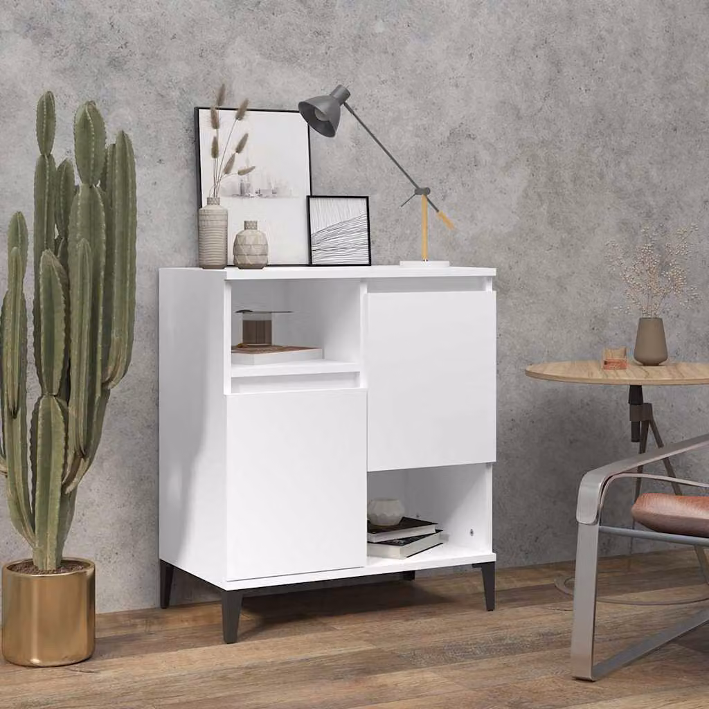 Credenza bianca vidaXL a parete in legno e metallo L 60 cm, P 35 cm, H 70 cm