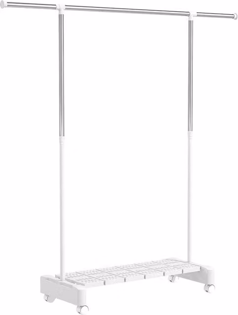 Stendibiancheria estensibile HOMCOM con ruote, freno, ripiano porta scarpe e struttura in acciaio inox, bianco