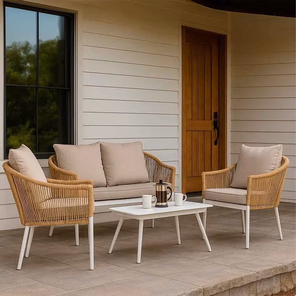 Set da giardino Wanderlust Deco composto da tavolo, divano e 2 poltrone colore beige – 2