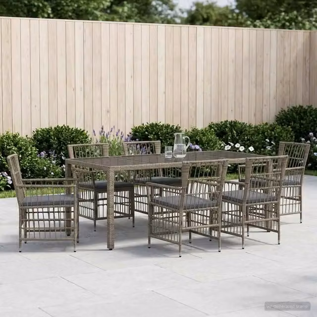 Set da pranzo per esterni 7 pz Grigio polyrattan 3448942