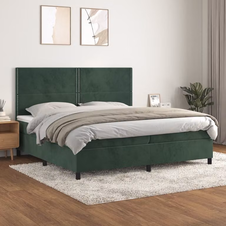 Maison Exclusive - Giroletto a Molle con Materasso Verde Scuro 200x200 cm Velluto