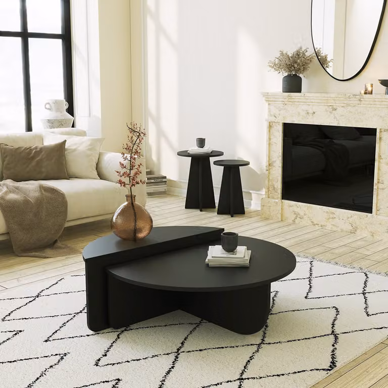 Skye Decor, Podio - Nero, Couchtische, Schwarz, 90 x 30 x 60 cm
