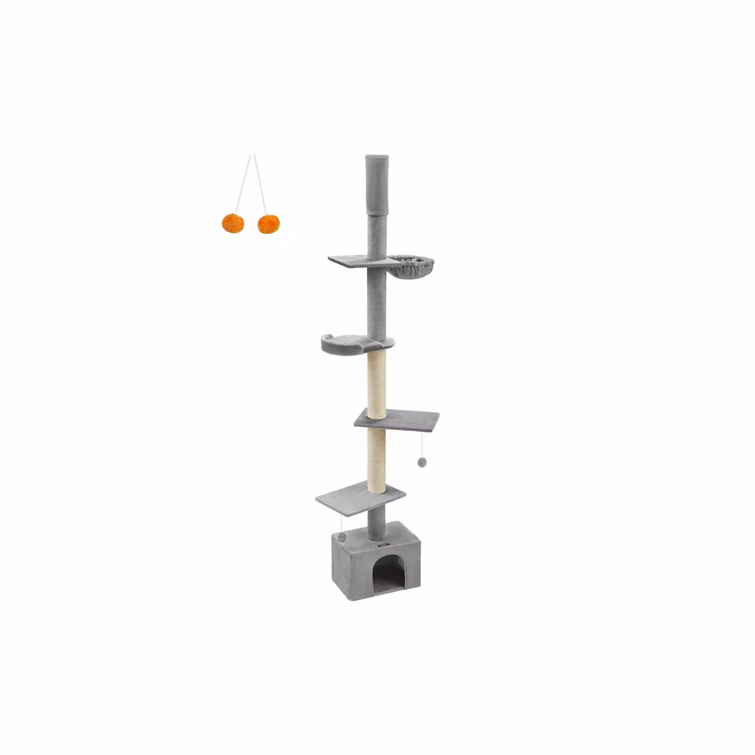 Albero per Gatti da Pavimento a Soffitto di Altezza, Grigio Chiaro