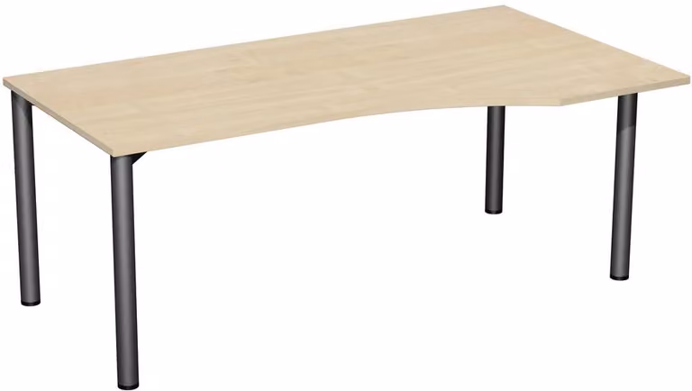 Scrivania per PC destra, altezza fissa, 1800x1000x720, acero/antracite