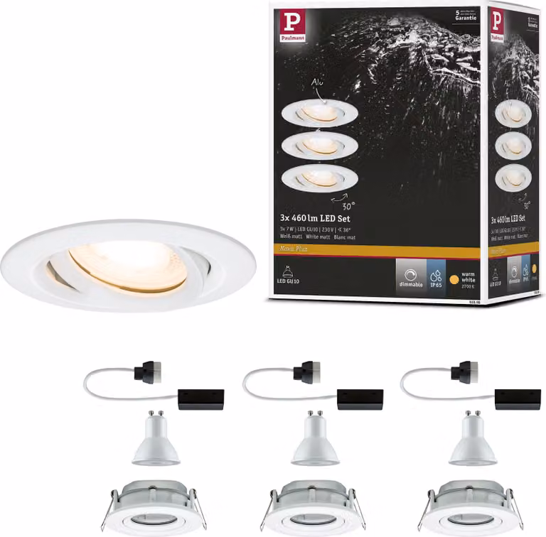 Paulmann Luce da incasso LED Nova Plus set di 3 luci orientabili