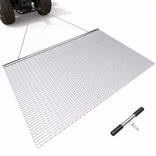 Erpice a catena VEVOR in acciaio zincato argento per campi e prati, L: 201 cm, P: 122 cm