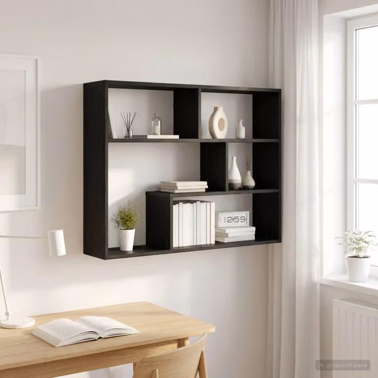 Scaffale da parete moderno vidaXL in MDF nero opaco L 95 x P 20 x H 69,5 cm