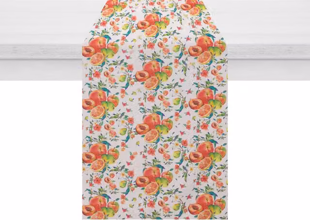 Runner da tavola KASANOVA con decoro pesche multicolore, L: 140 cm, P: 45 cm